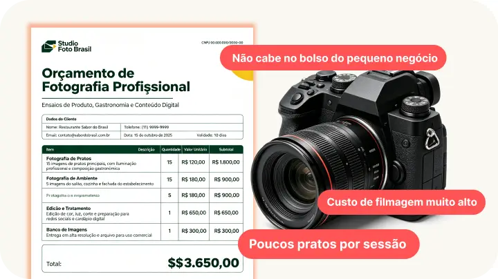 Exemplo de produção com luz e cenário caros mesmo para poucos pratos